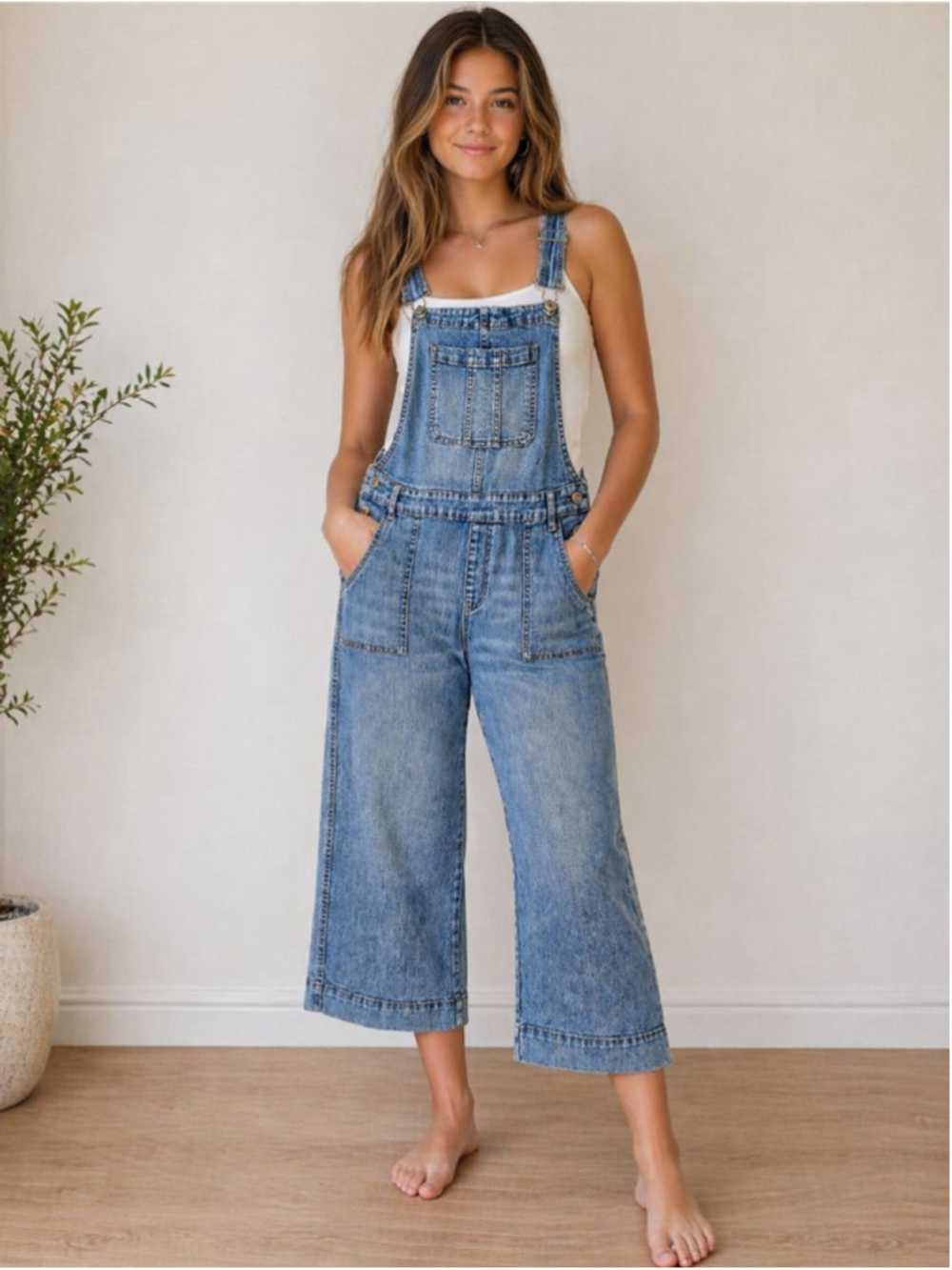 Jordache Girls Denim Overalls – Size 18 Cropped Wide Leg (Women's XS/S fit)
